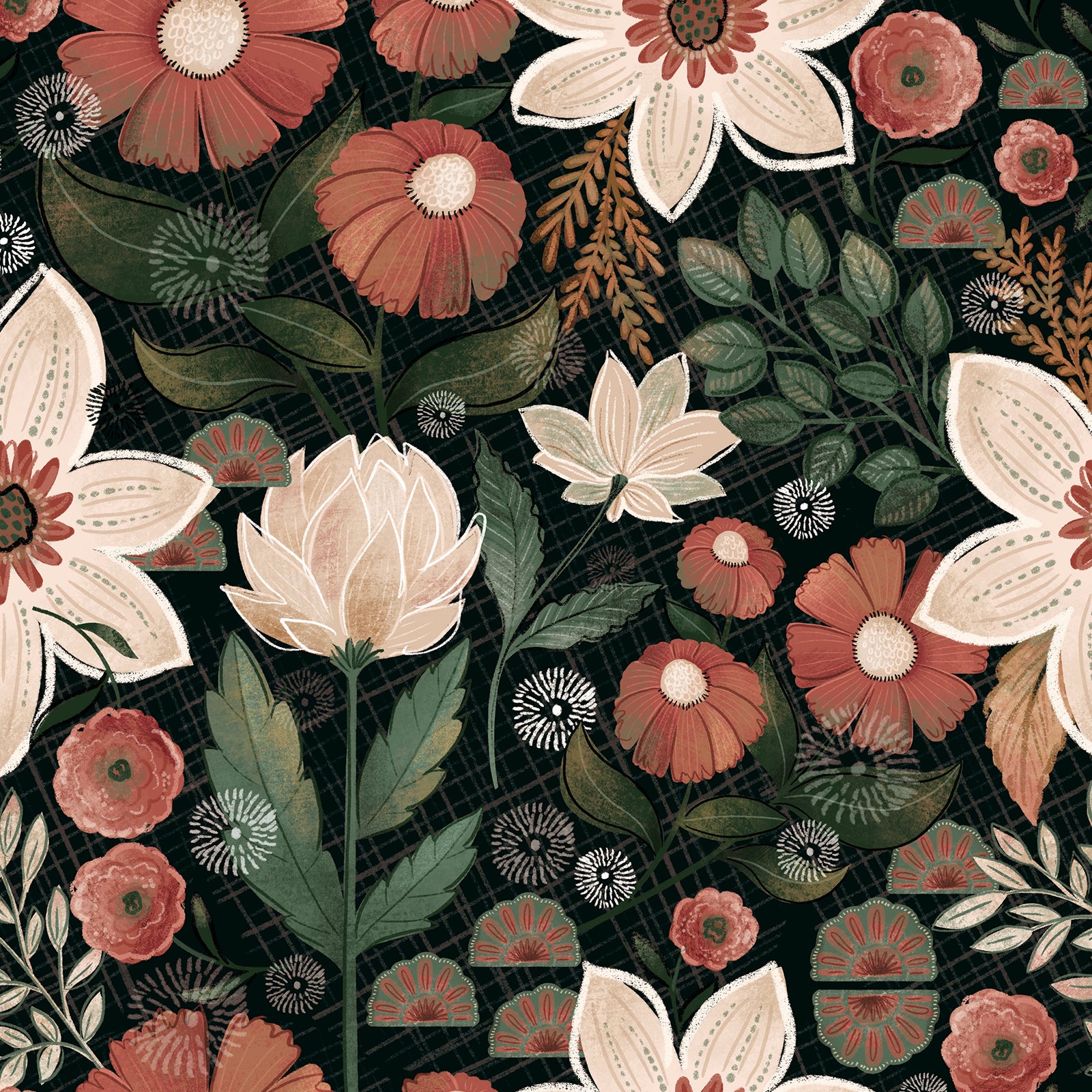 HaokHome Wallpaper Peel and Stick Vintage Floral Green/Beige/Brown Botanical Wall Decor Removable Mural