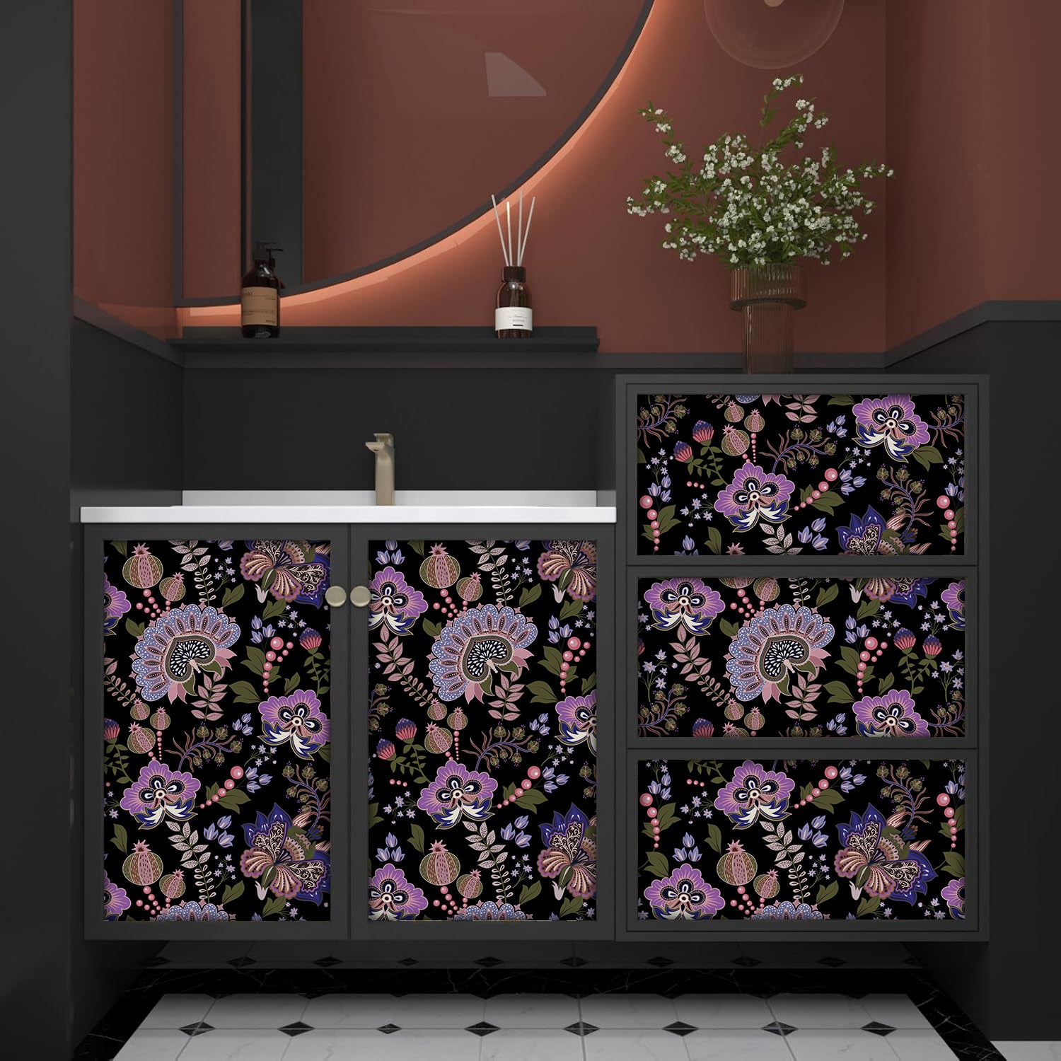 Dark Boho Paisley Floral Wallpaper – Exotic Folk Botanical Print