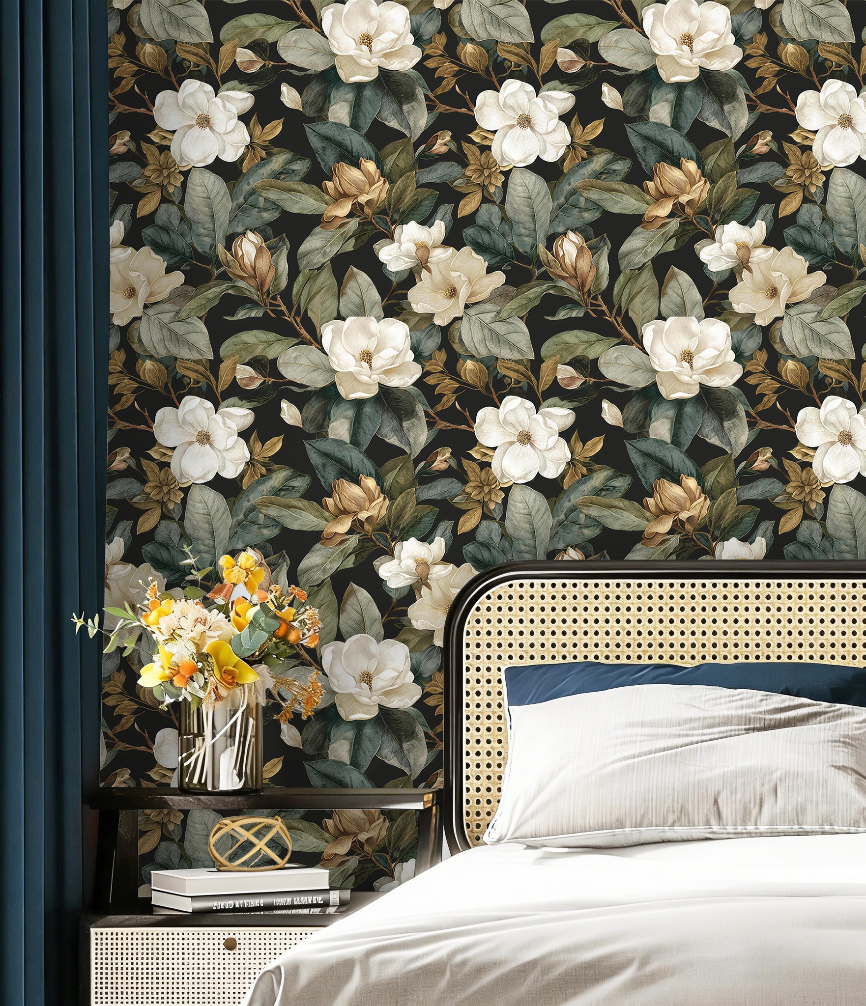 Moody Magnolia Vintage Botanical Wallpaper