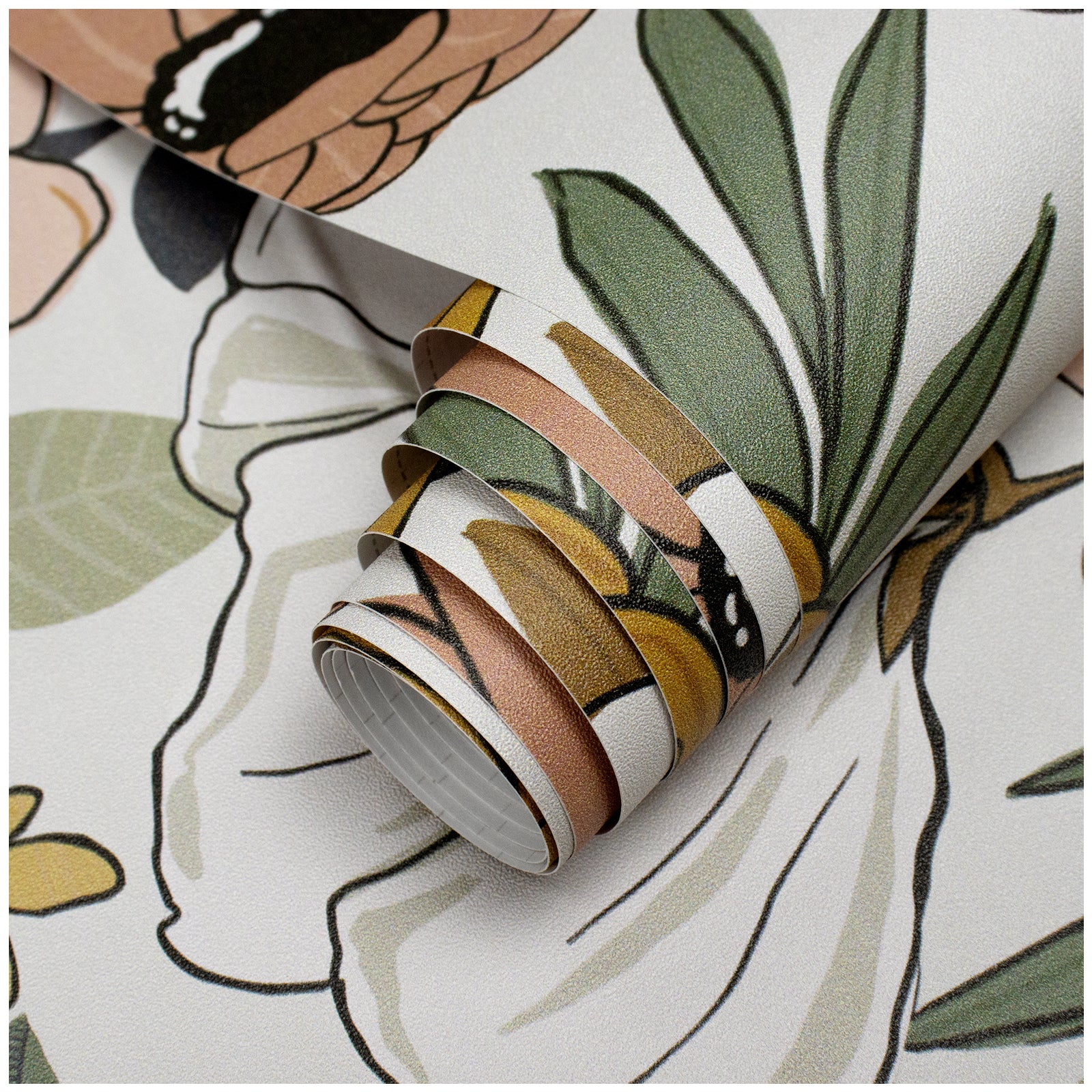 HaokHome Vintage Floral Peel and Stick Wallpaper Removable Daisy Leaf Contact Wallpaper