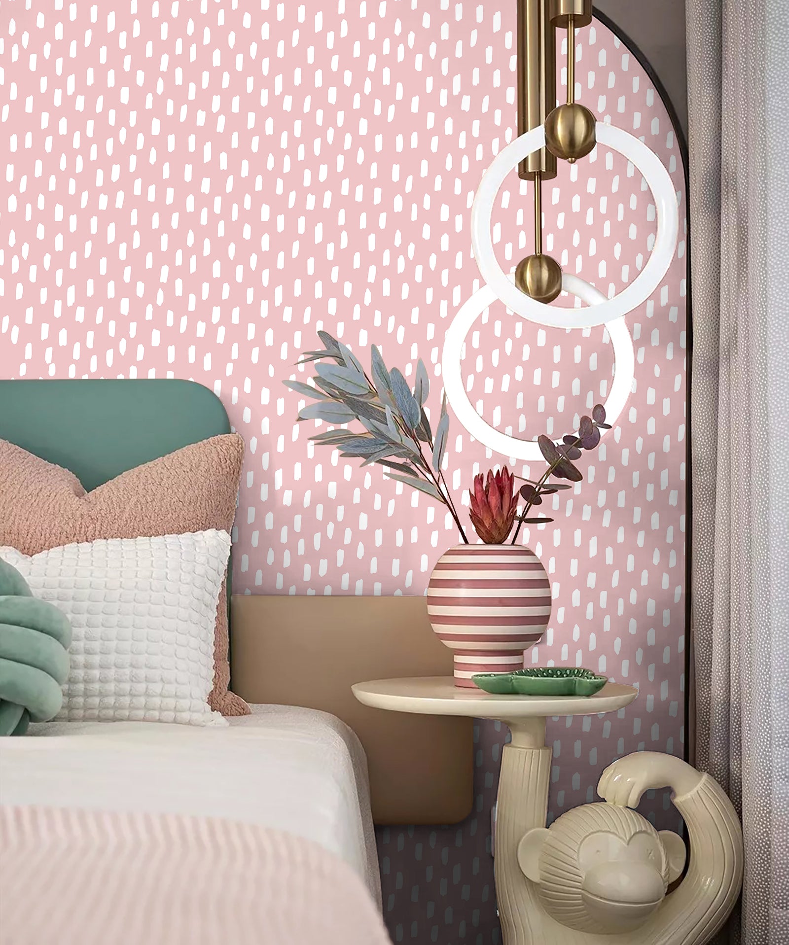Blush Pink Brush Dot Wallpaper – Soft Pastel Minimalist Print