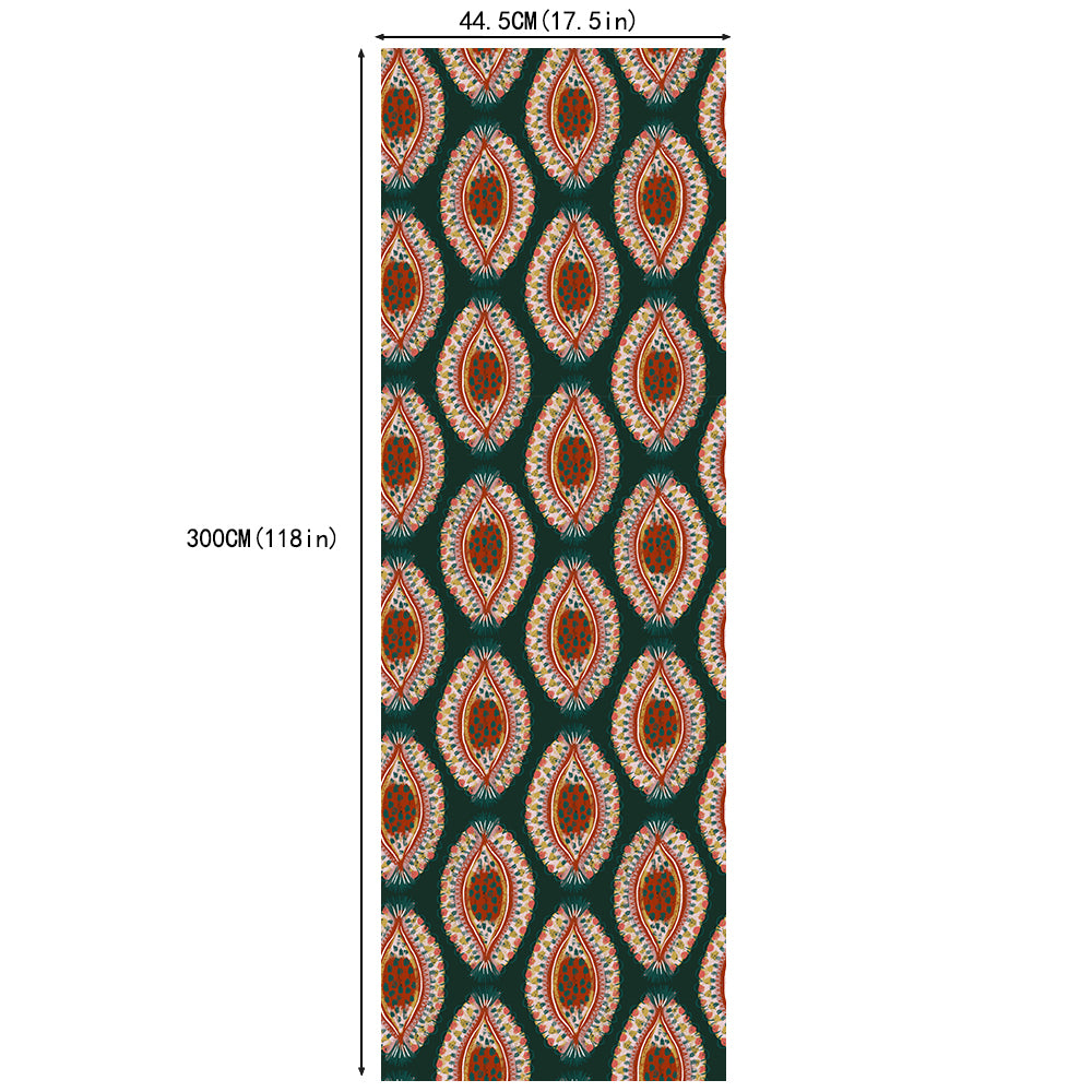 HaokHome Boho Luxe Wallpaper – Hand-Painted Petal Motif in Deep Forest Green