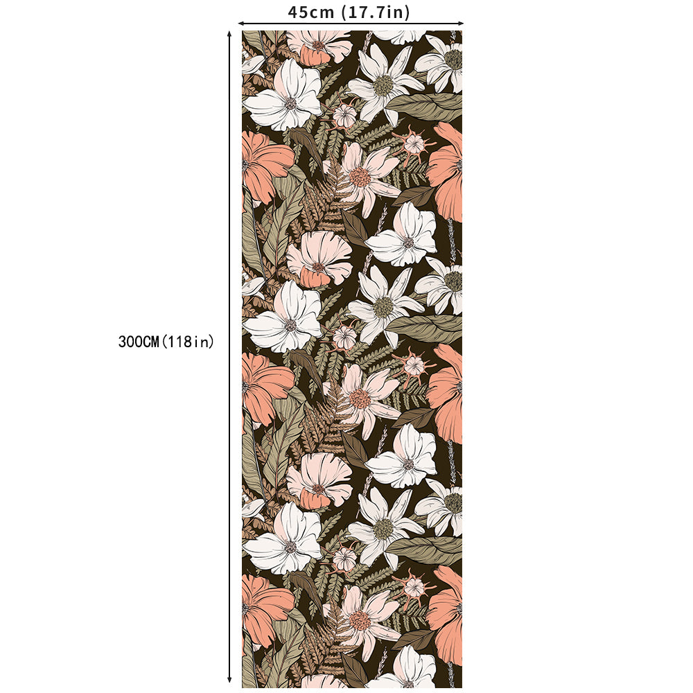 HaokHome Moody Neutral Floral Peel and Stick Wallpaper, Vintage Botanical Removable Self Adhesive Wallpaper