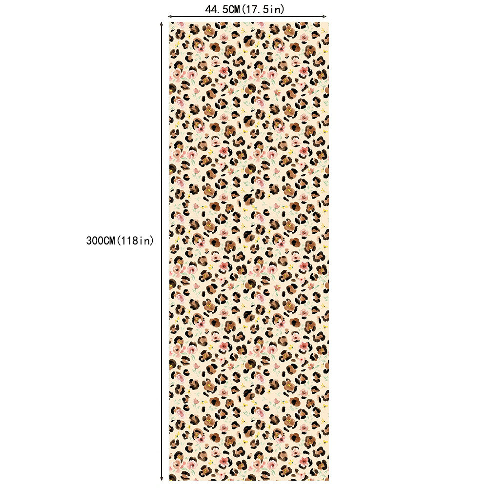 HaokHome Peel and Stick Wallpaper Watercolor Leopard Print Floral Wall Mural Removable Self Adhesive Soft Botanical Wallpaper