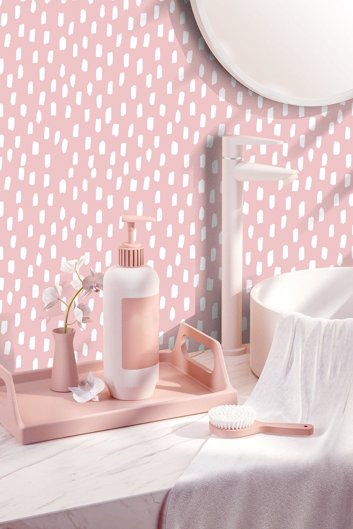 Blush Pink Brush Dot Wallpaper – Soft Pastel Minimalist Print