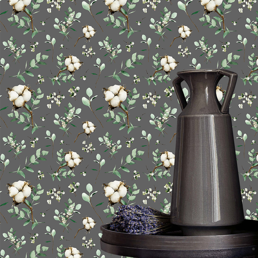 HaokHome Boho Wallpaper Peel and Stick Eucalyptus Cotton Floral Wallpaper Removable Contact Wall Paper