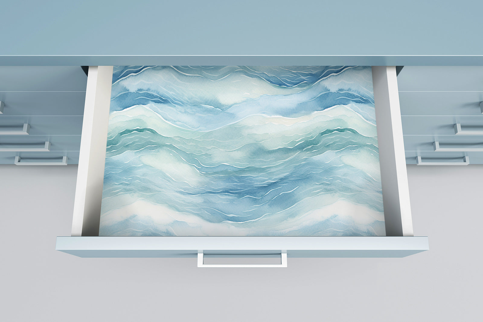 HaokHome Ebb and Flow Sea Wave Ripple Blue Peel and Stick Wallpaper