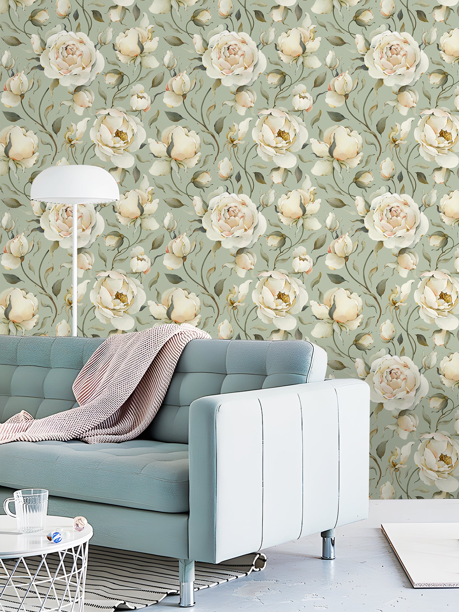HaokHome Cream Color Rose Peel and Stick Wallpaper Removable Vinyl Self Adhesive DIY Decor