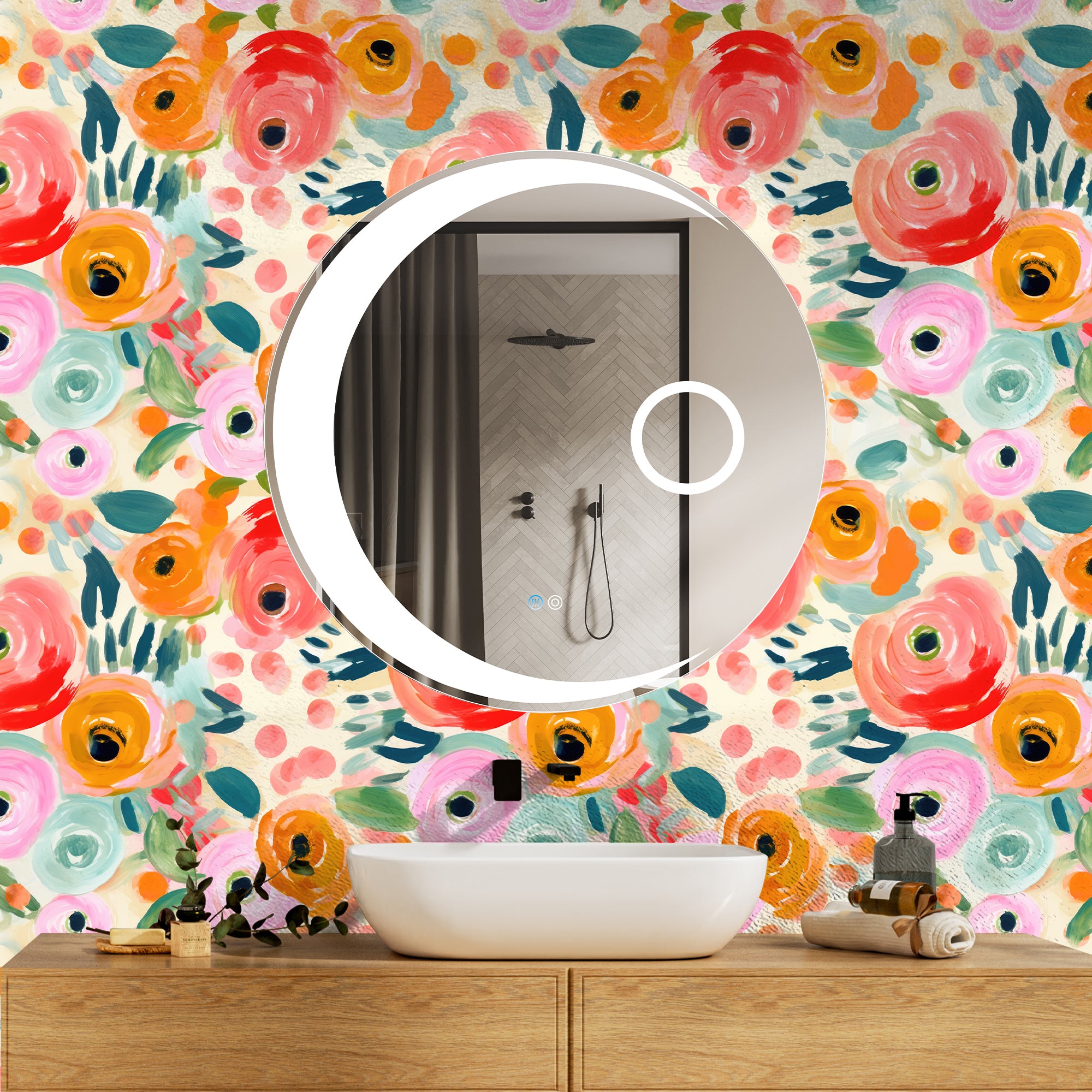 Abstract Brushstroke Ranunculus Wallpaper – Vibrant Impressionist Floral Print