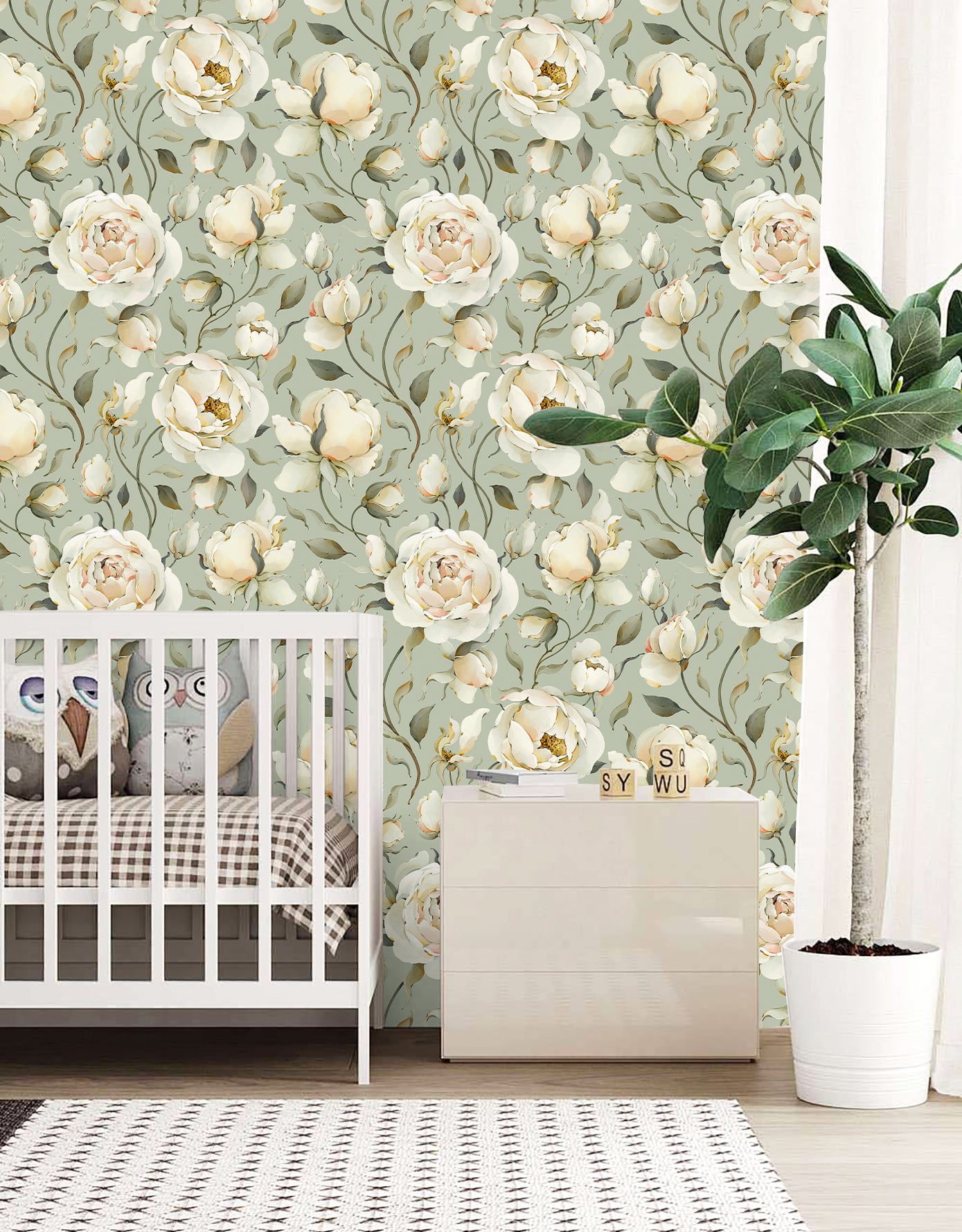 HaokHome Cream Color Rose Peel and Stick Wallpaper Removable Vinyl Self Adhesive DIY Decor