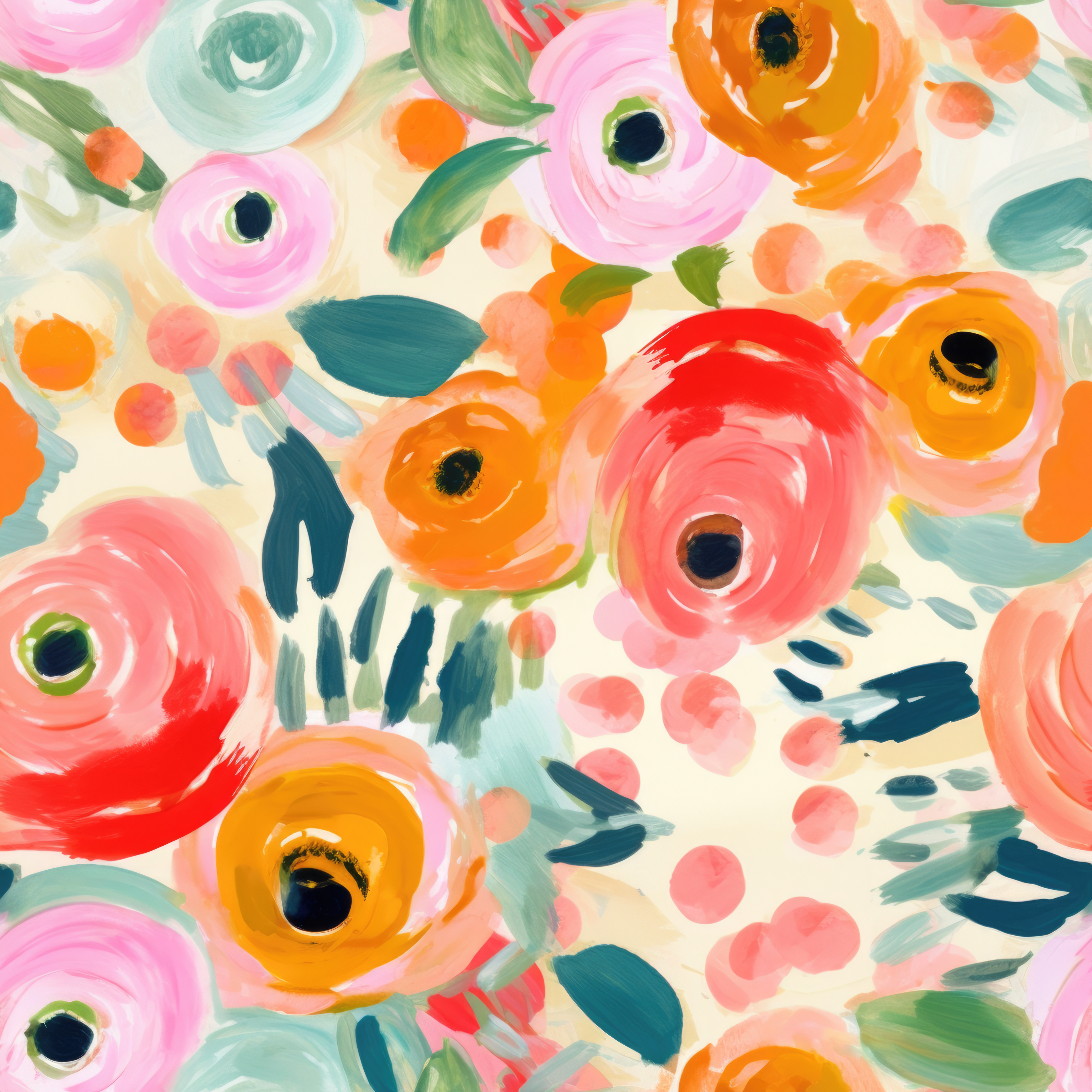 Abstract Brushstroke Ranunculus Wallpaper – Vibrant Impressionist Floral Print