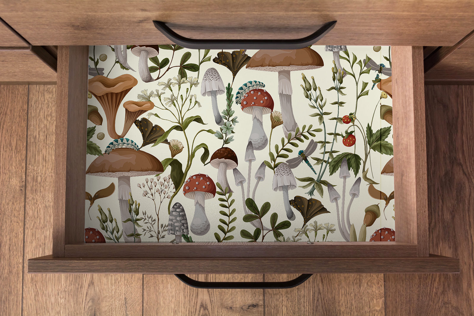 HaokHome 93279-2 Boho Beige Mushroom Peel and Stick Wallpaper Forest Removable Stick on Contact Paper for Kitchen Bathroom