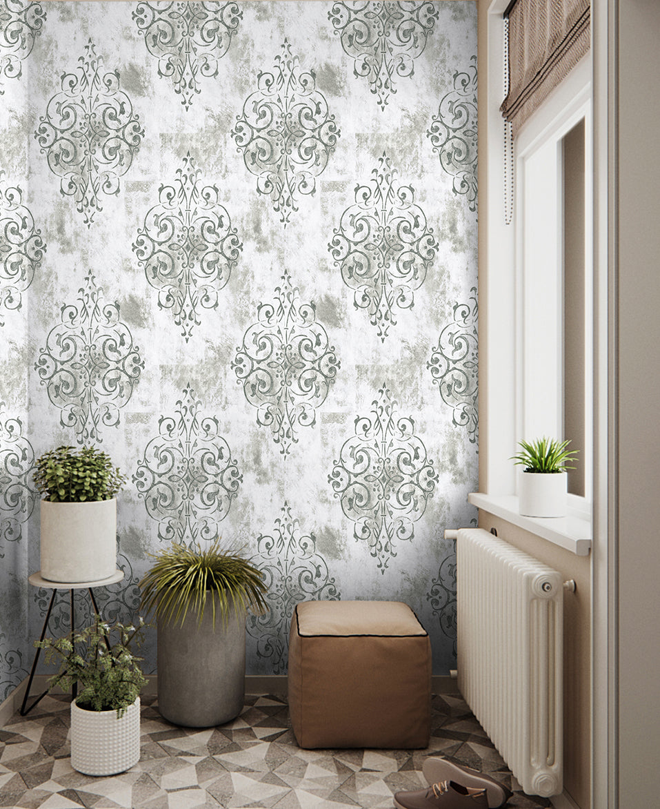 HaokHome Damask Peel and Stick Wallpaper Decorative Vintage Vinyl Wallpaper