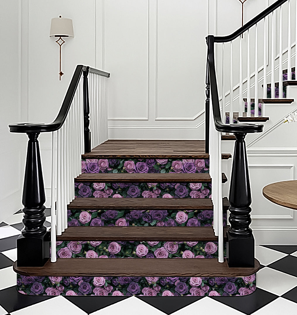HaokHome Floral Peel and Stick Wallpaper Vintage Purple Rose, Romantic Floral Removable Self Adhesive Peel and Stick Wallpaper for Bedroom Living Room