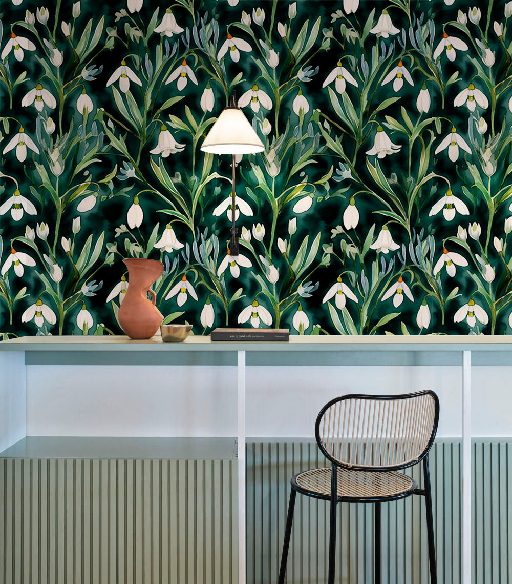 HAOKHOME 93345 Peel and Stick Wallpaper Floral Removable Wall Paper Green/White Vinyl Stick on Wall Mural Contact Paper