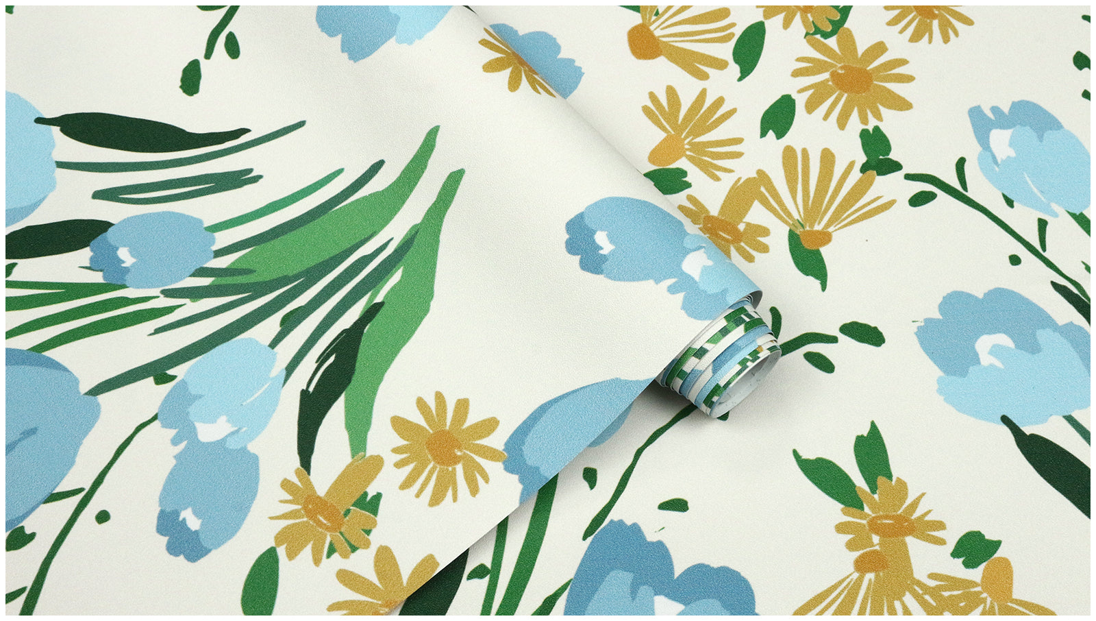 HAOKHOME 93378-1 Removable Boho Wallpaper for Bedroom Stick On Adhesive Wallpaper Vintage Blue Flower Wallpaper for Cabinet Home Decor