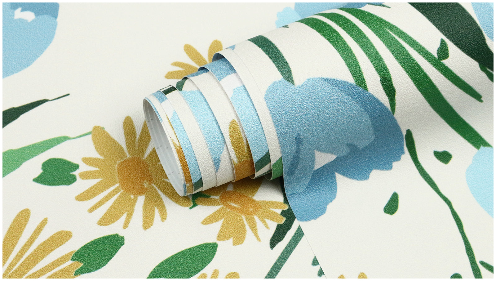 HAOKHOME 93378-1 Removable Boho Wallpaper for Bedroom Stick On Adhesive Wallpaper Vintage Blue Flower Wallpaper for Cabinet Home Decor