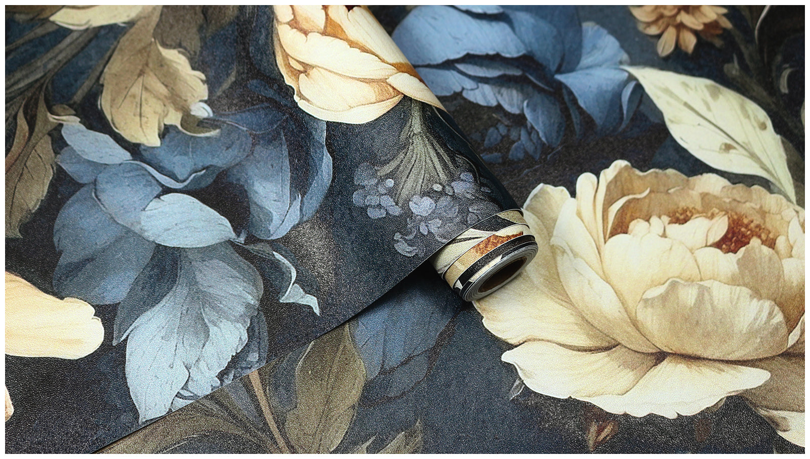 HAOKHOME 93429 Vintage Floral Peel and Stick Wallpaper Wall Paper Removable Boho for Bedroom Blue/Cream Contact Paper