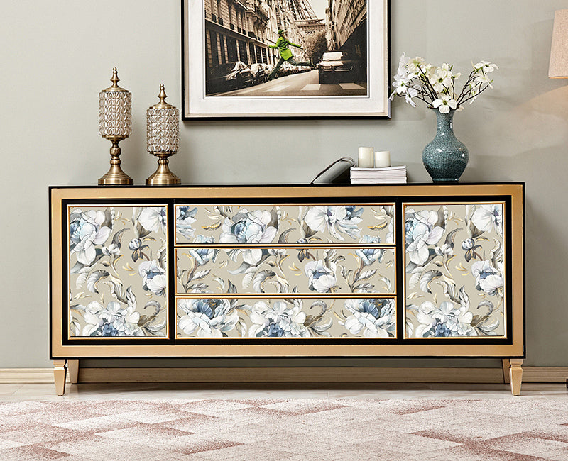 HAOKHOME 94030-2 Vintage Damask Wallpaper Peel and Stick Floral Removable Wall Paper Tan/Cream/Blue for Bedroom Contact Paper