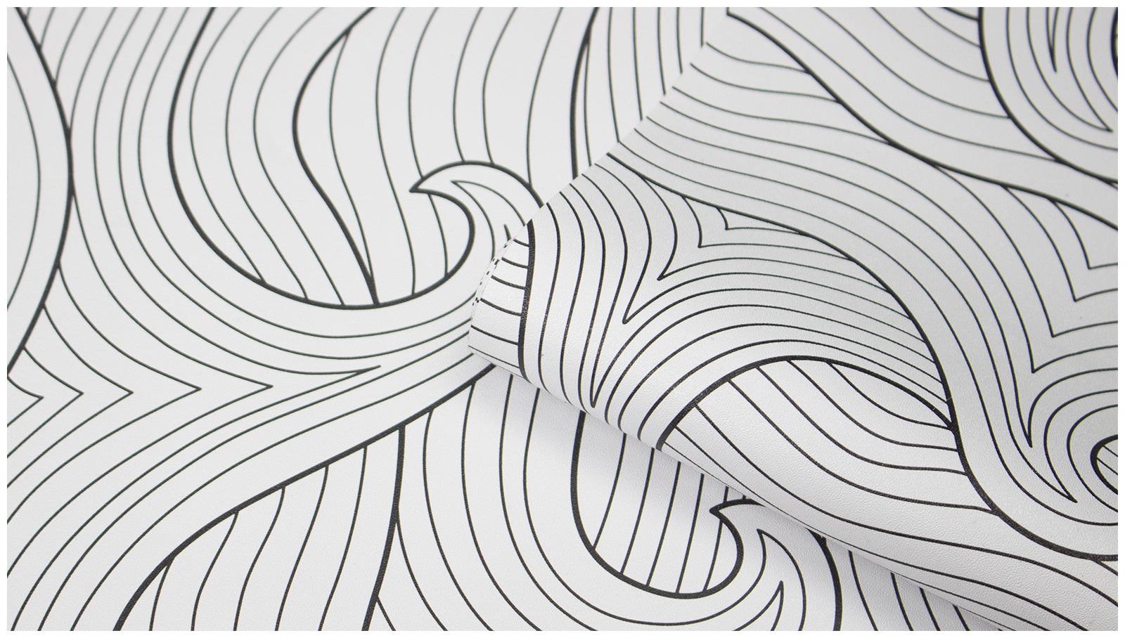 HAOKHOME Coastal Peel and Stick Wallpaper Modern Wave Wall Paper Removable for Bathroom Black/White Contact Paper