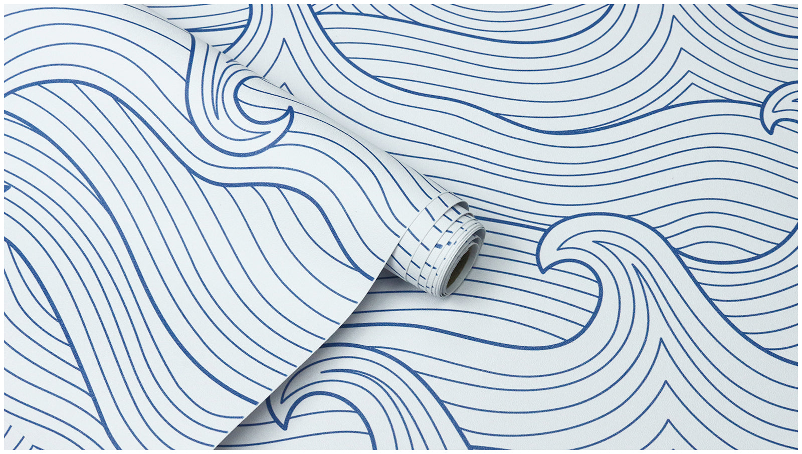 HAOKHOME Coastal Peel and Stick Wallpaper Modern Wave Wall Paper Removable for Bathroom Navy/White Contact Paper