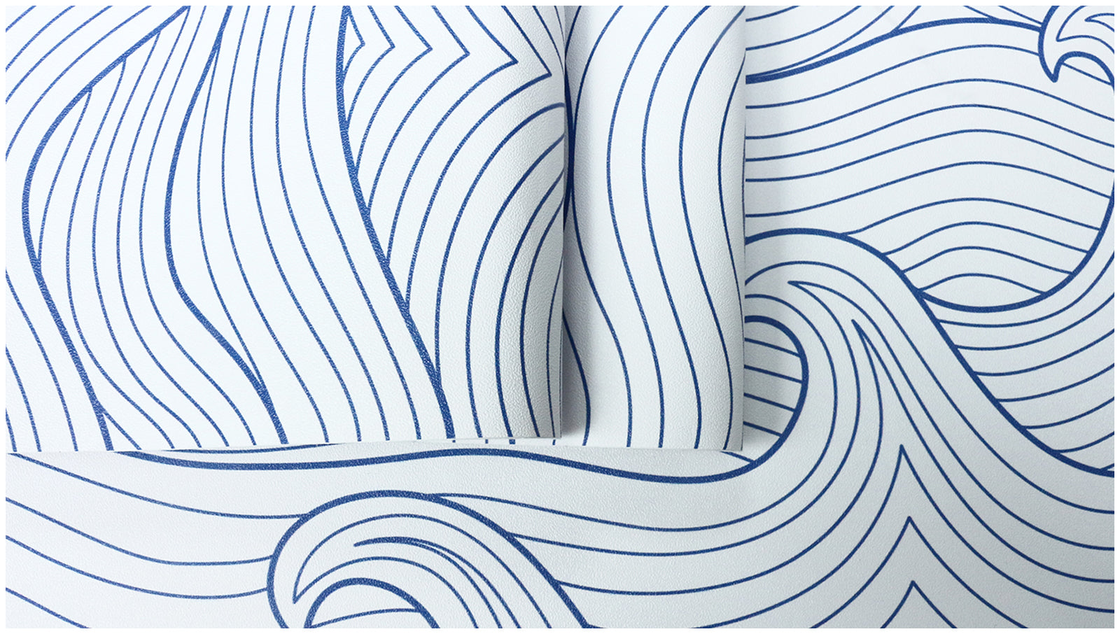 HAOKHOME Coastal Peel and Stick Wallpaper Modern Wave Wall Paper Removable for Bathroom Navy/White Contact Paper