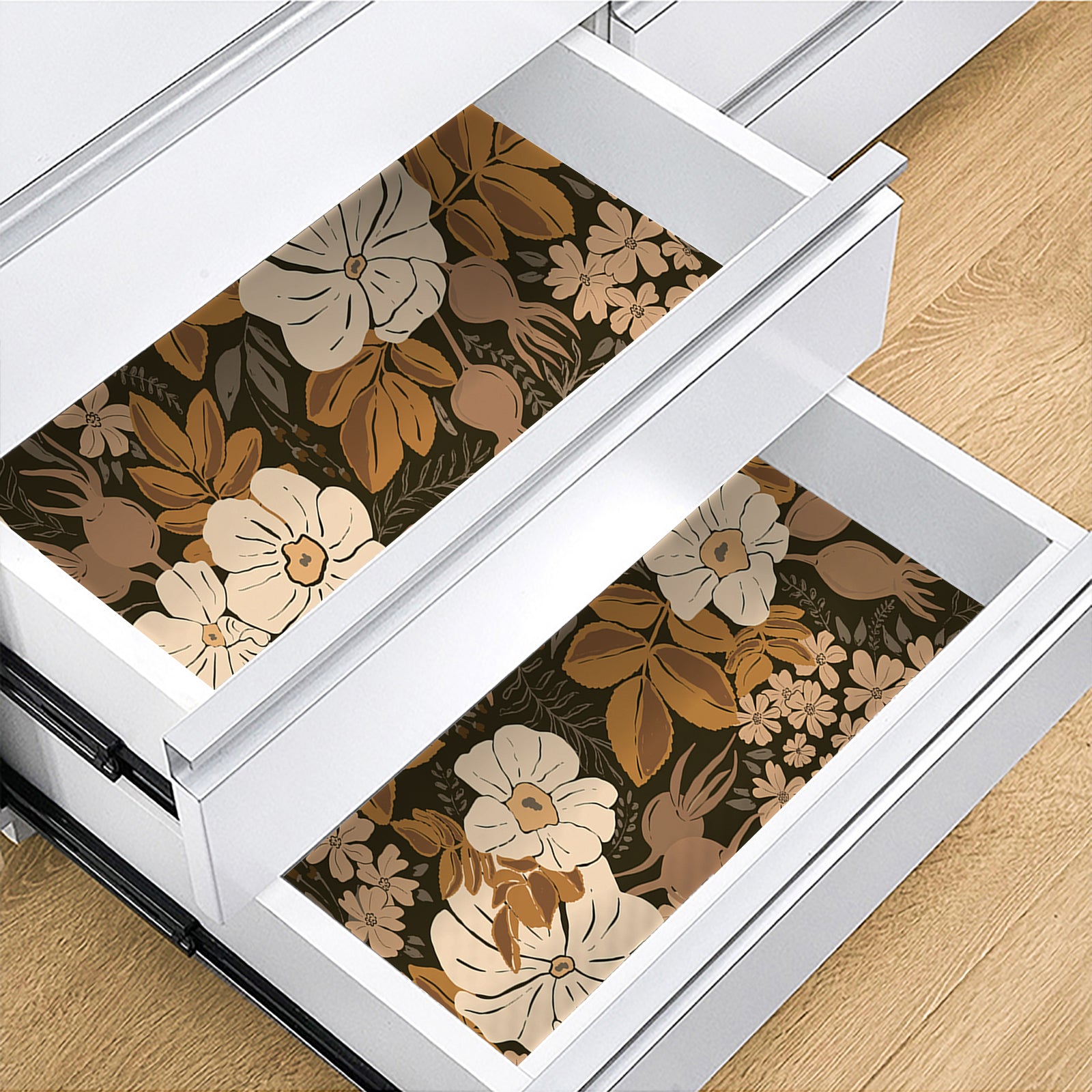 HaokHome 93275 HaokHome 93275 Vintage Floral Peel and Stick Wallpaper – Beige & Brown Botanical Pattern