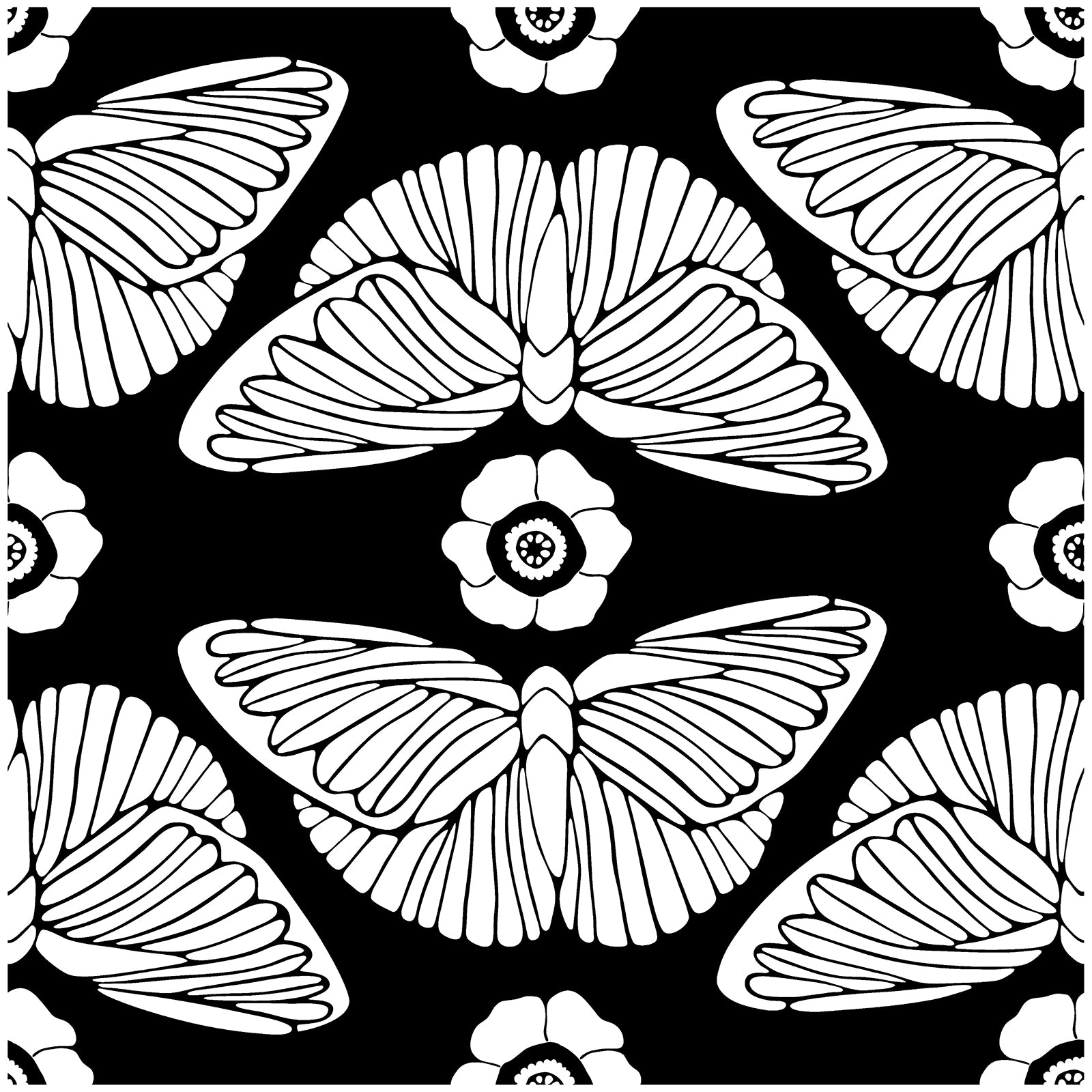 HaokHome 93387-1 Modern Peel and Stick Wallpaper – Black & White Butterfly Floral, Removable Home Decor