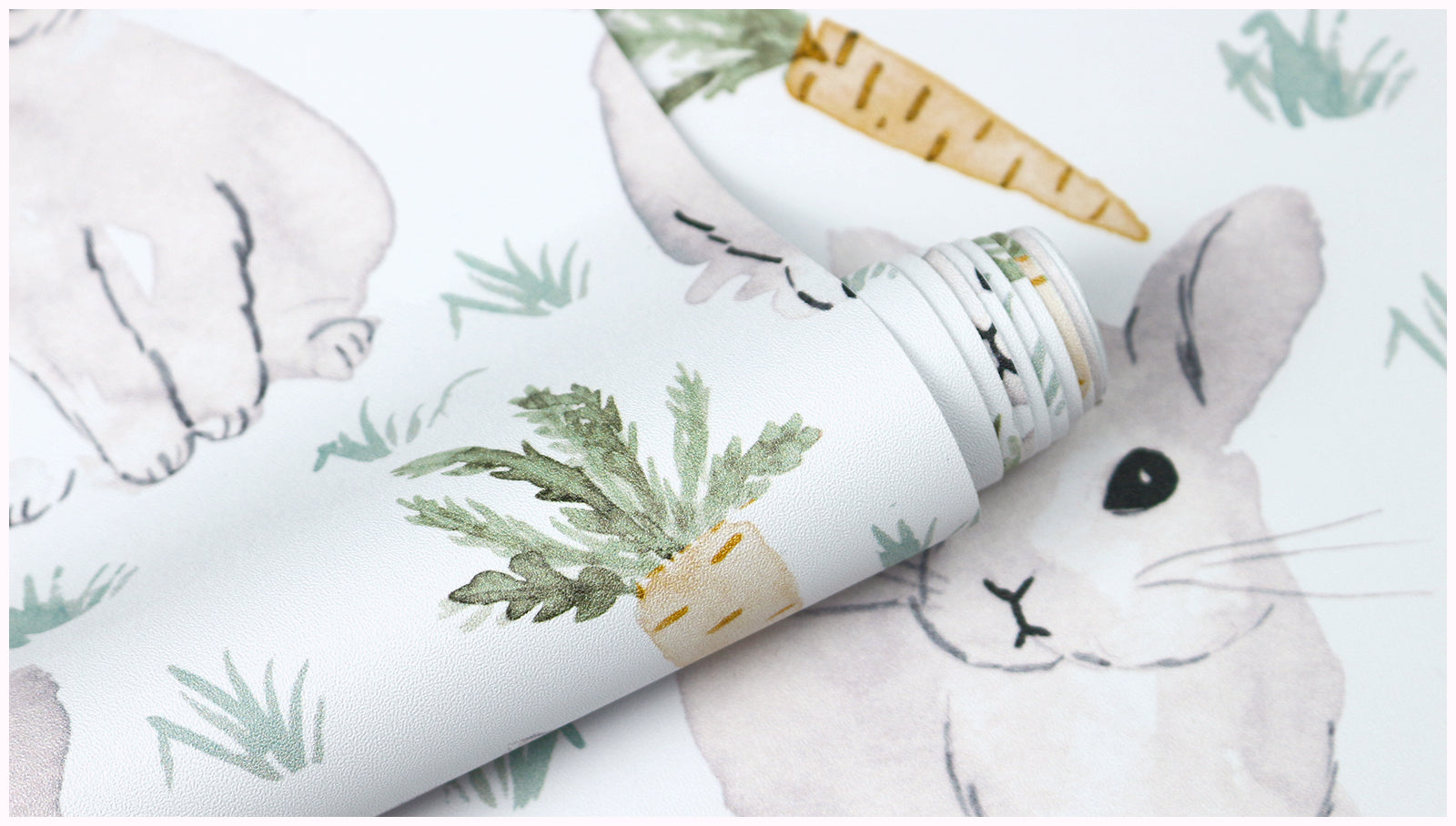 HaokHome 99037-3 Cute Bunny and Carrot Wallpaper - Playful Animal Wallpaper for Kids’ Rooms and Nurseries