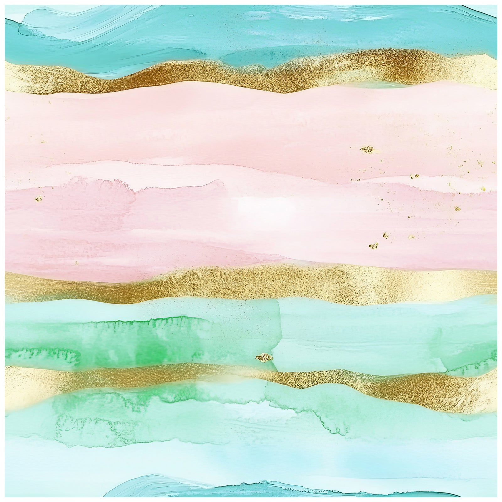 HaokHome Abstract Pastel Watercolor Stripes Wallpaper with Gold Accents