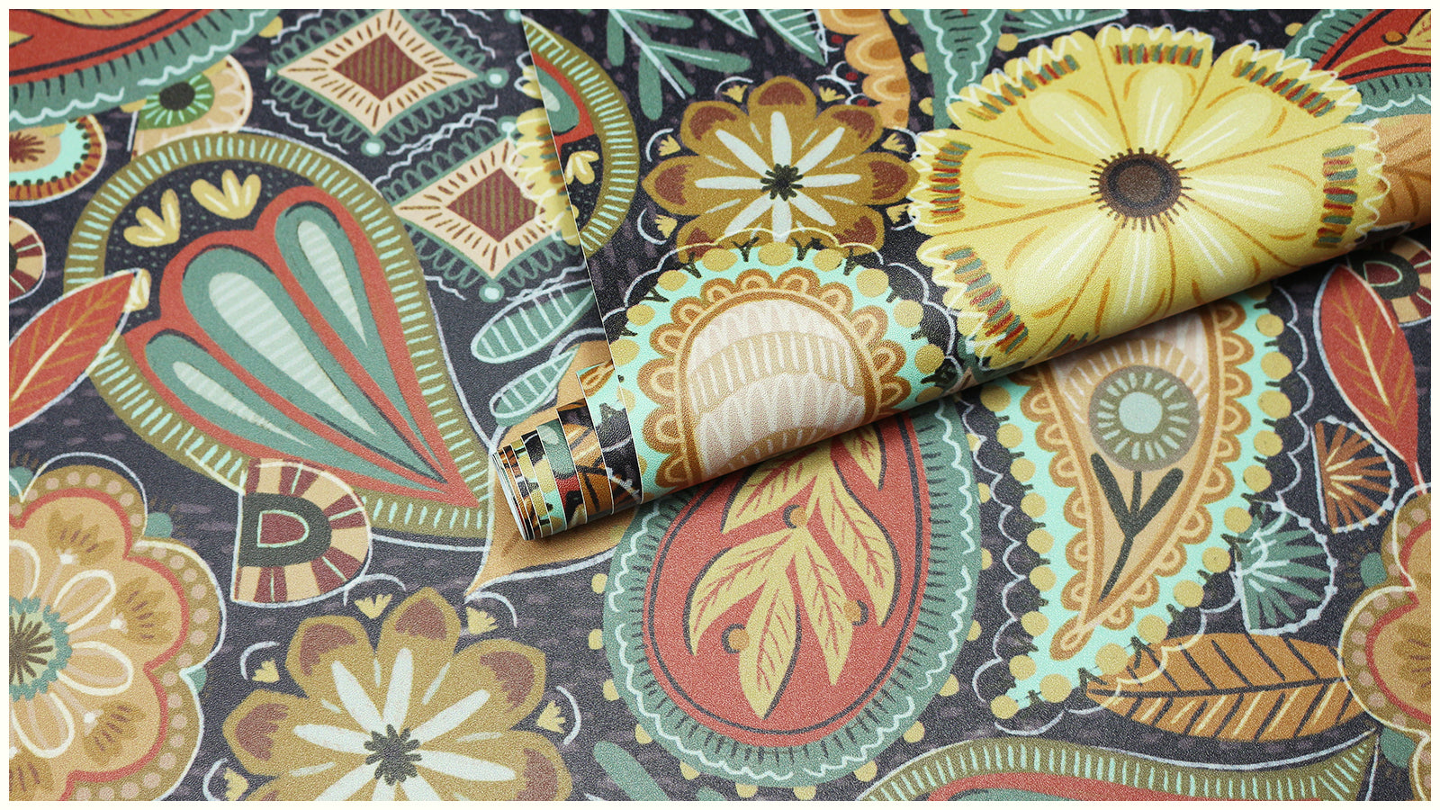 HaokHome Bohemian Paisley Floral Wallpaper Vintage Charm with Warm Earth Tones