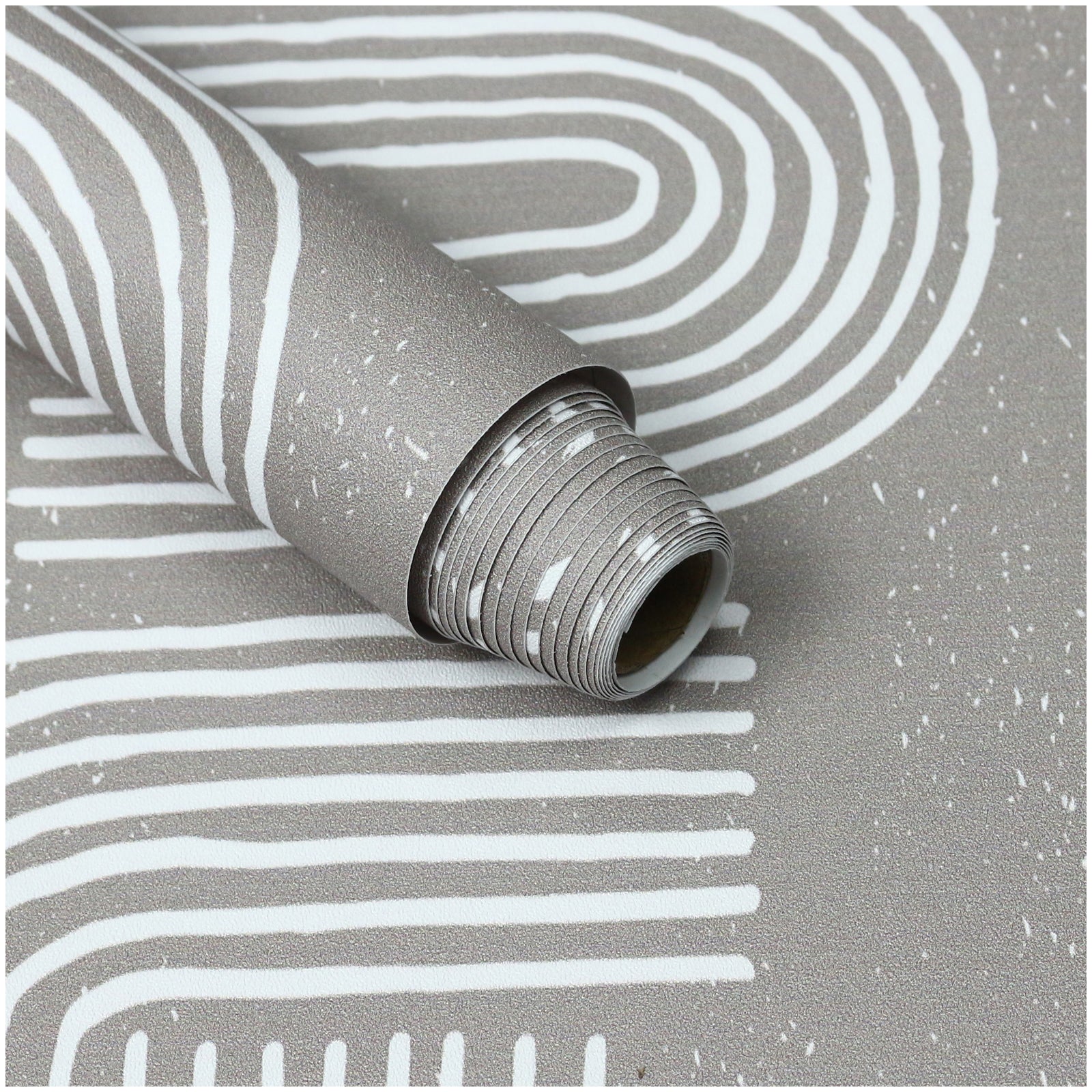 HaokHome Boho Peel and Stick Wallpaper Geometric Swirl Swell Removable Lt.Brown/White Stick on Contact Paper