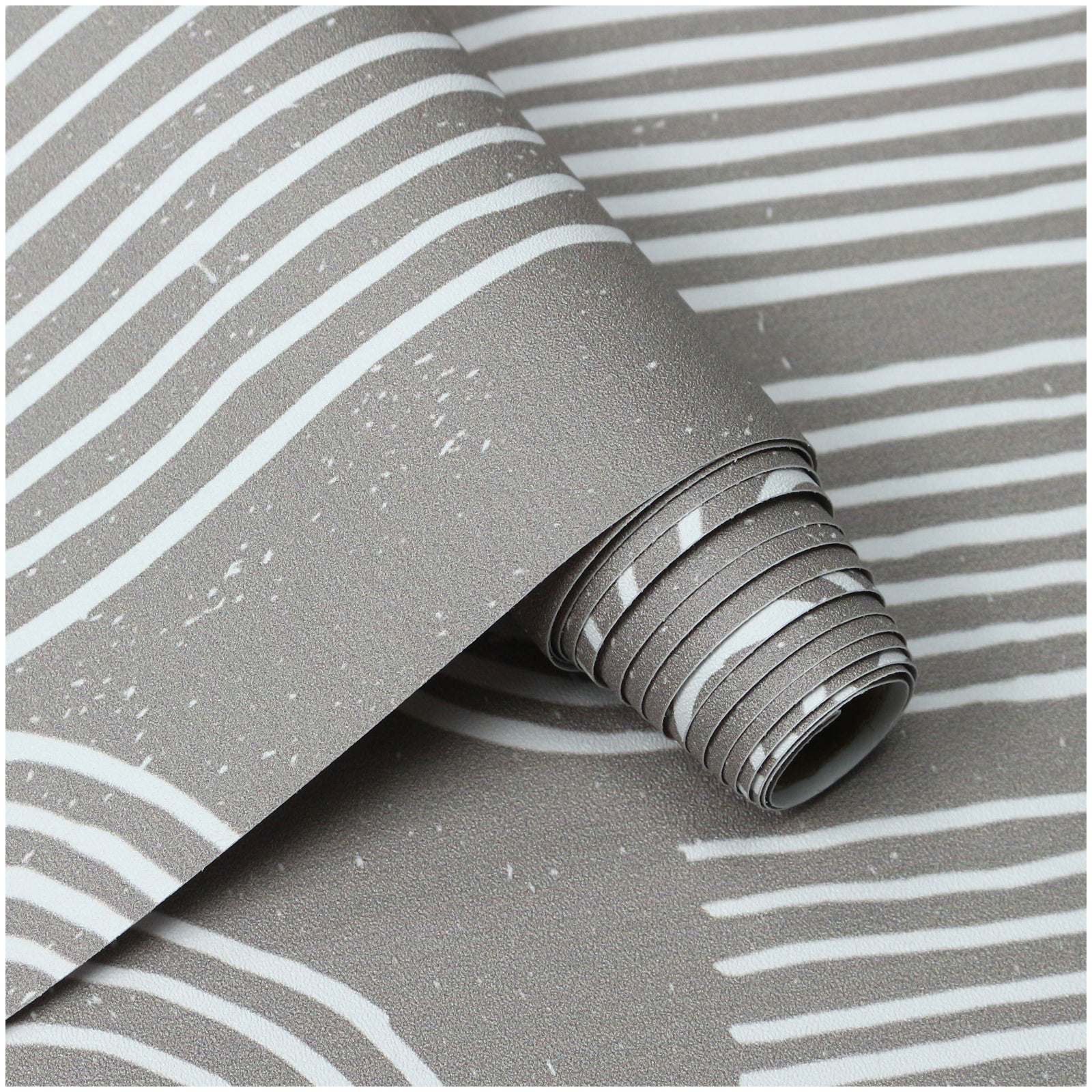 HaokHome Boho Peel and Stick Wallpaper Geometric Swirl Swell Removable Lt.Brown/White Stick on Contact Paper