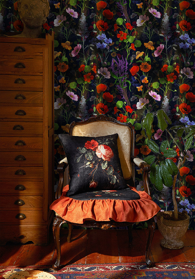 HaokHome Bold Botanical Dark Floral Wallpaper Vintage Elegance for Your Home