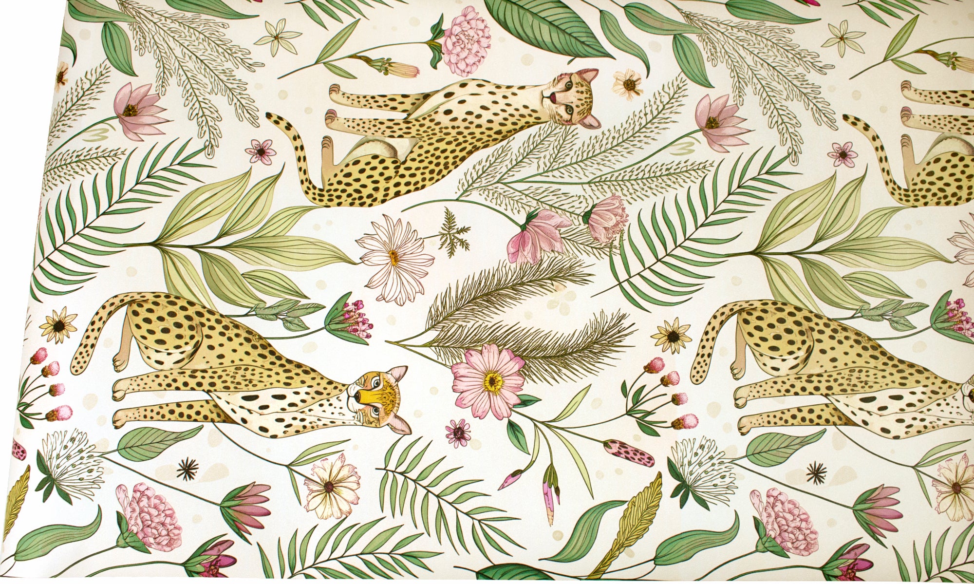 HaokHome Botanical Cheetah Wallpaper - Peel and Stick Removable Decor for Kids’ Rooms & Living Spaces