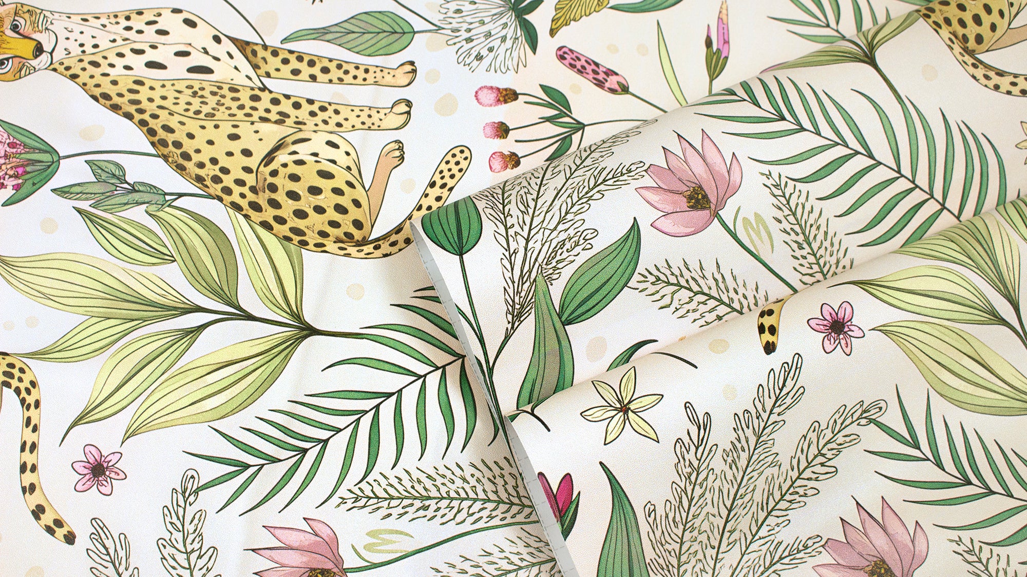 HaokHome Botanical Cheetah Wallpaper - Peel and Stick Removable Decor for Kids’ Rooms & Living Spaces