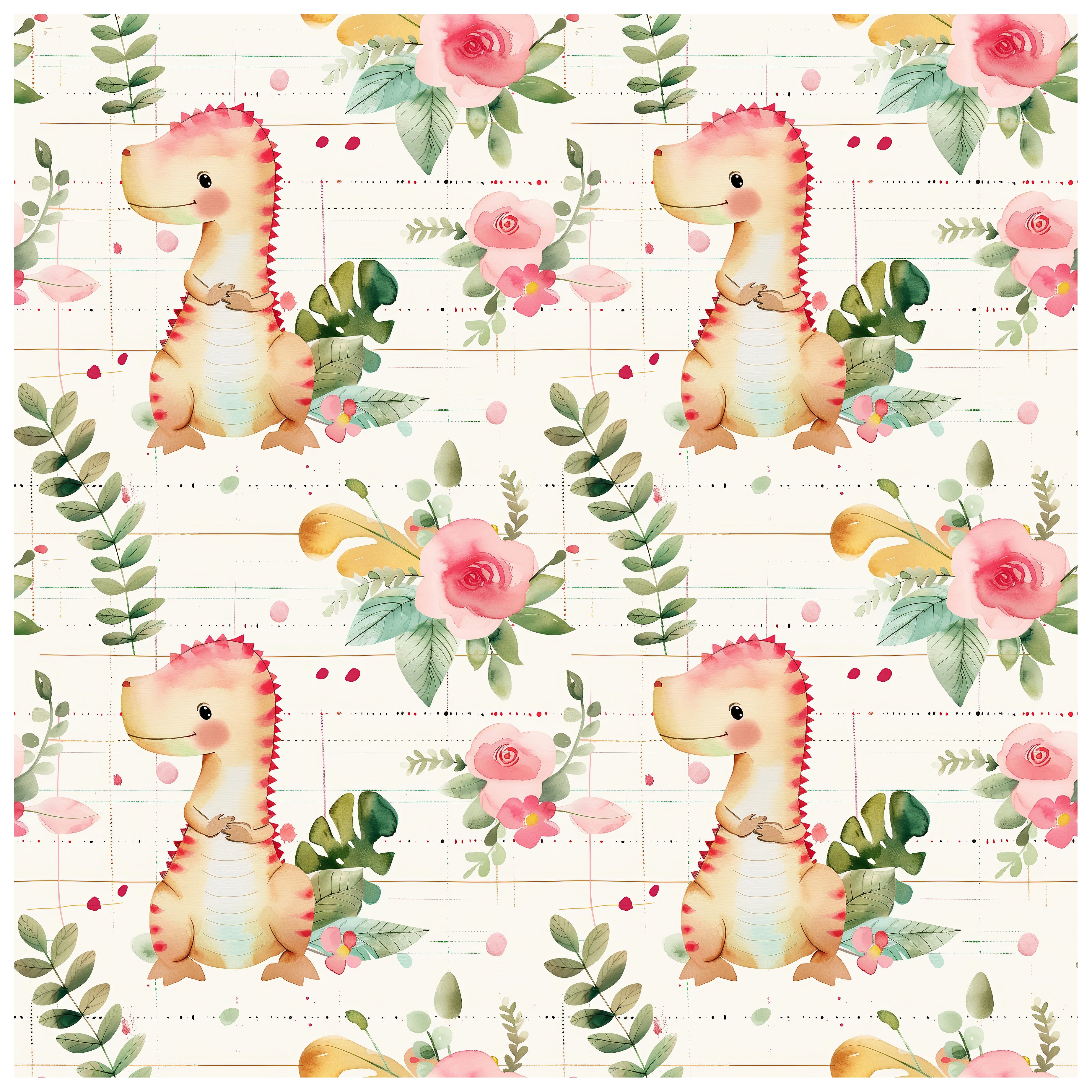 HaokHome Cute Dinosaur Peel and Stick Wallpaper Floral Kids Room Removable Wall Decor