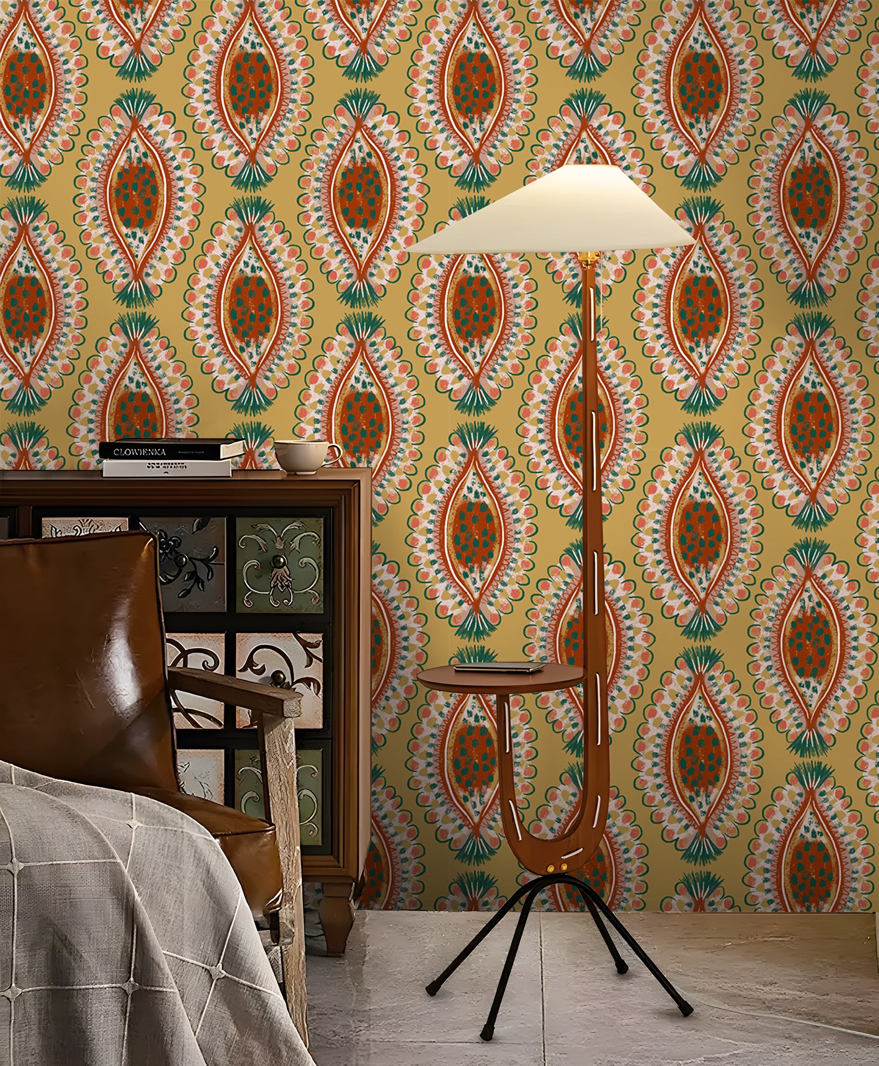 HaokHome Eclectic Boho Wallpaper – Abstract Petal Pattern in Blush Pink