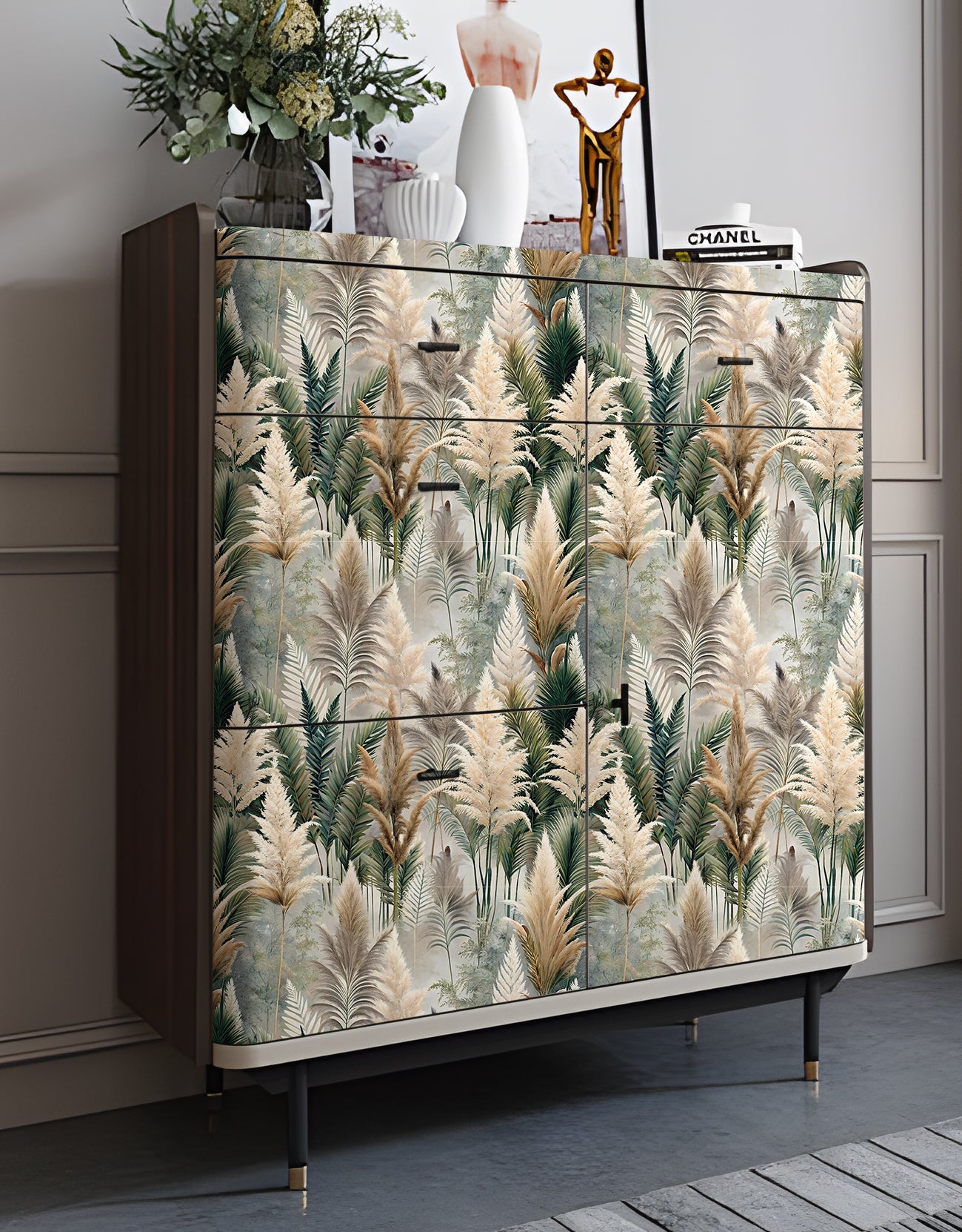 HaokHome Elegant Tropical Plants and Reed Wallpaper Natural Artistic Home Decor