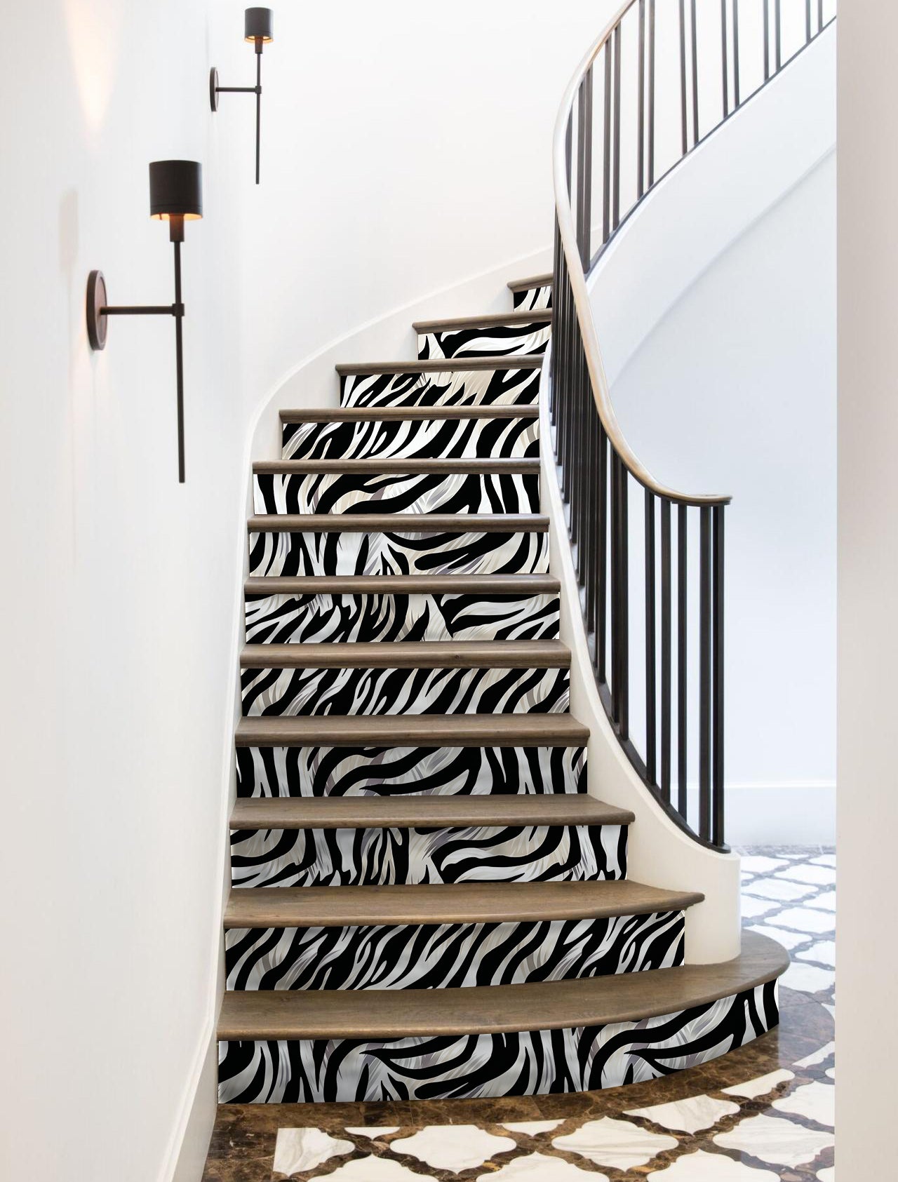 HaokHome Elegant Zebra Print Wallpaper Modern Black and White Stripes with Subtle Shading