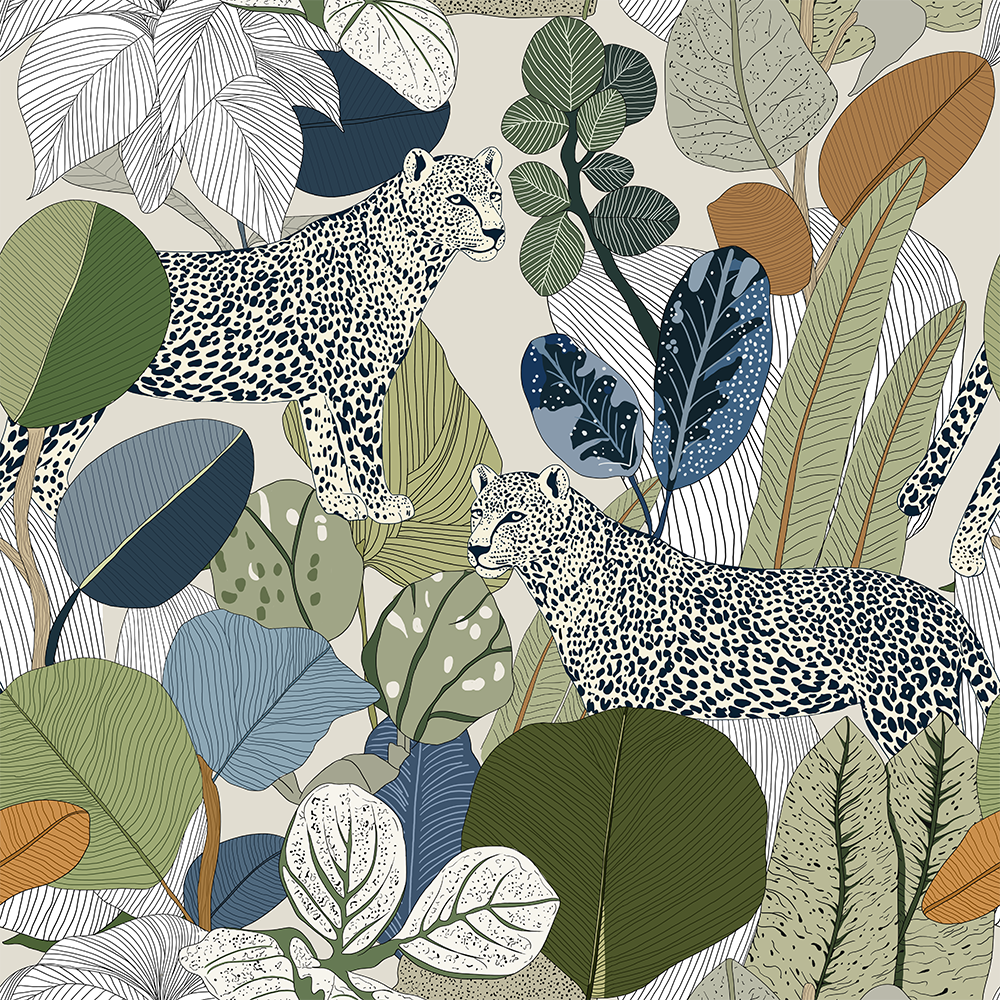 HaokHome Floral Peel and Stick Wallpaper Boho Leopard Tropical Botanical, Muted Color Leaf Removable Self Adhesive Vinyl Contact Paper for Living Room & Bedroom