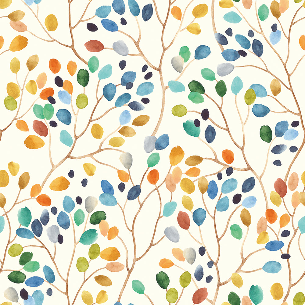 HaokHome Floral Peel and Stick Wallpaper Colorful Forest Leaf Beige Removable Contact Paper for Walls