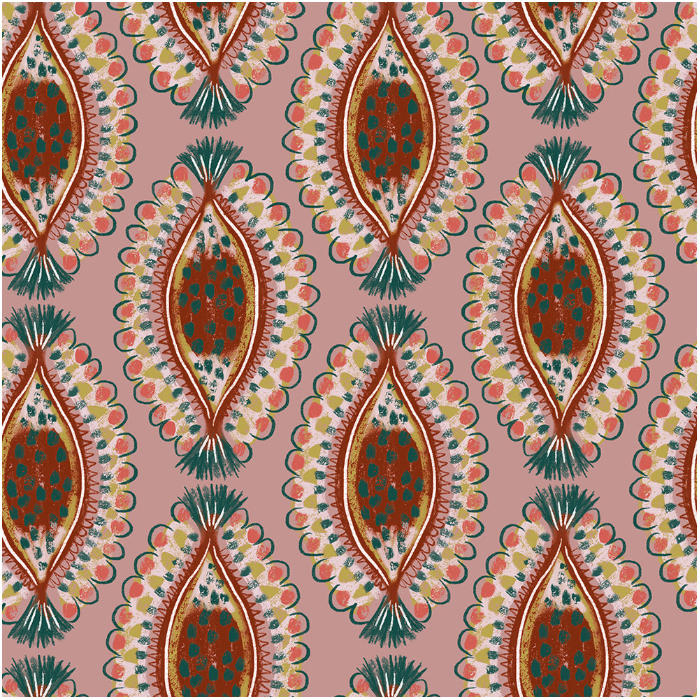 HaokHome Modern Tribal Wallpaper – Earthy Mustard with Artistic Botanical Pattern