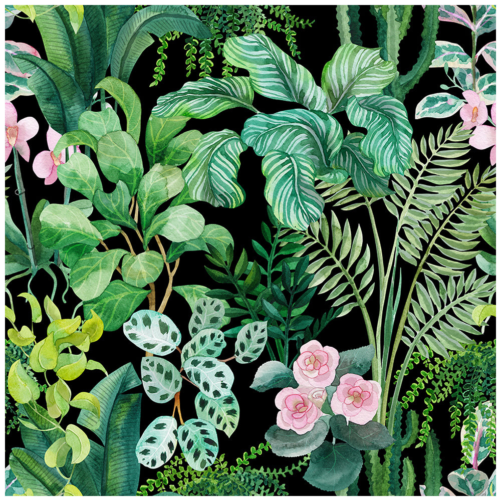 HaokHome Moody Tropical Jungle Peel and Stick Wallpaper, Vintage Watercolor Wild Animal Botanical Removable Self Adhesive Wallpaper for Bedroom & Bathroom
