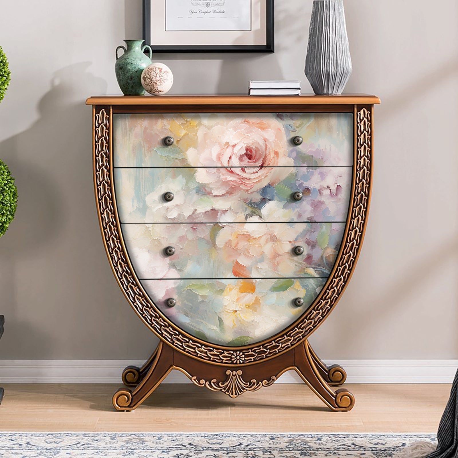 HaokHome Pastel Floral Oil Painting Wallpaper Romantic and Elegant Wall Art