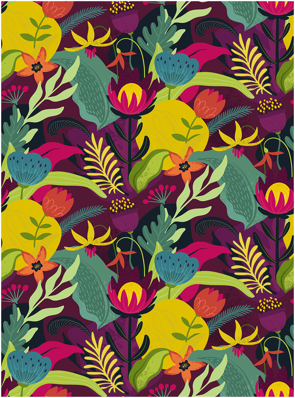 Tiger Lily Floral Orange \u0026 Green Wallpaper, image size:1000x1350