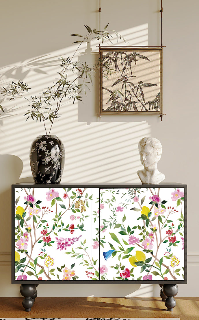 HaokHome Peel and Stick Botanical Tropical Floral Wallpaper Beige Blue Green Wall Mural Removable Wall Decor for Bedroom Living Room