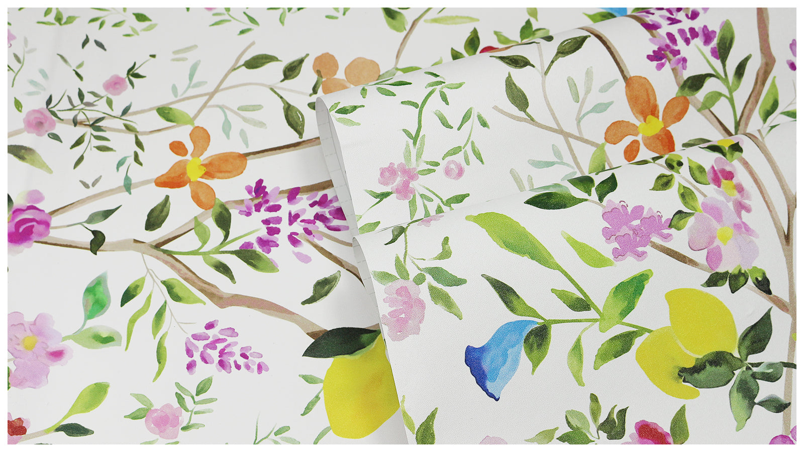 HaokHome Peel and Stick Botanical Tropical Floral Wallpaper Beige Blue Green Wall Mural Removable Wall Decor for Bedroom Living Room