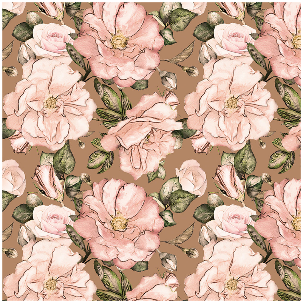 Vintage Pink and Brown Floral Wallpaper, image size:1016x1016