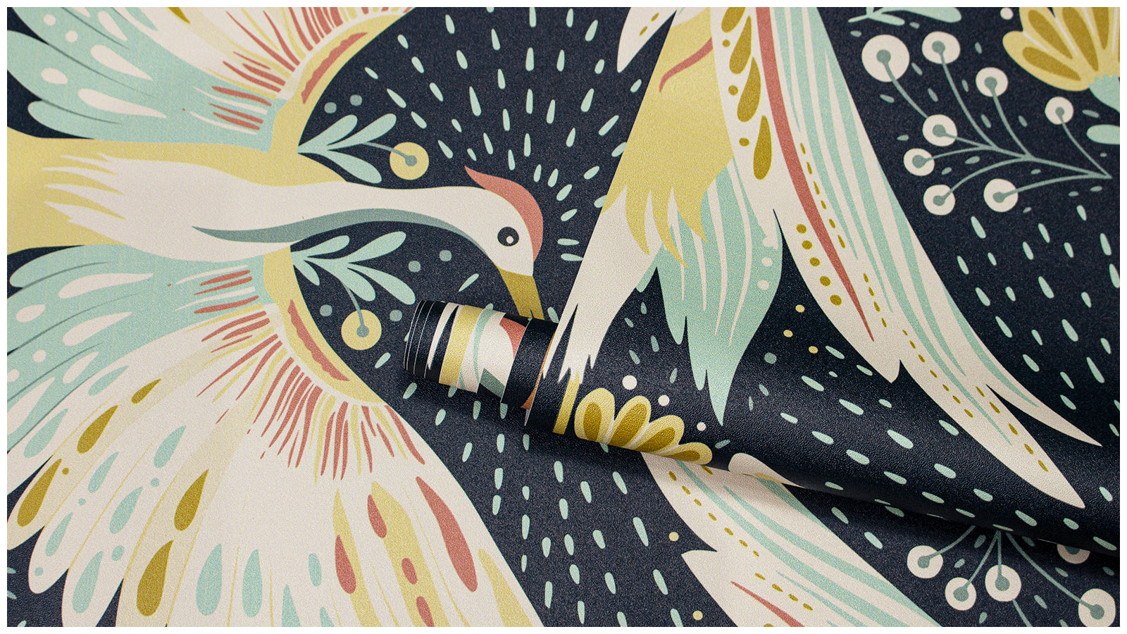 HaokHome Peel and Stick Wallpaper Boho Japandi Crane Bird Floral Mural Removable Self Adhesive Wall Decor for Living Room Bedroom Nursery Renter Friendly Wallpaper